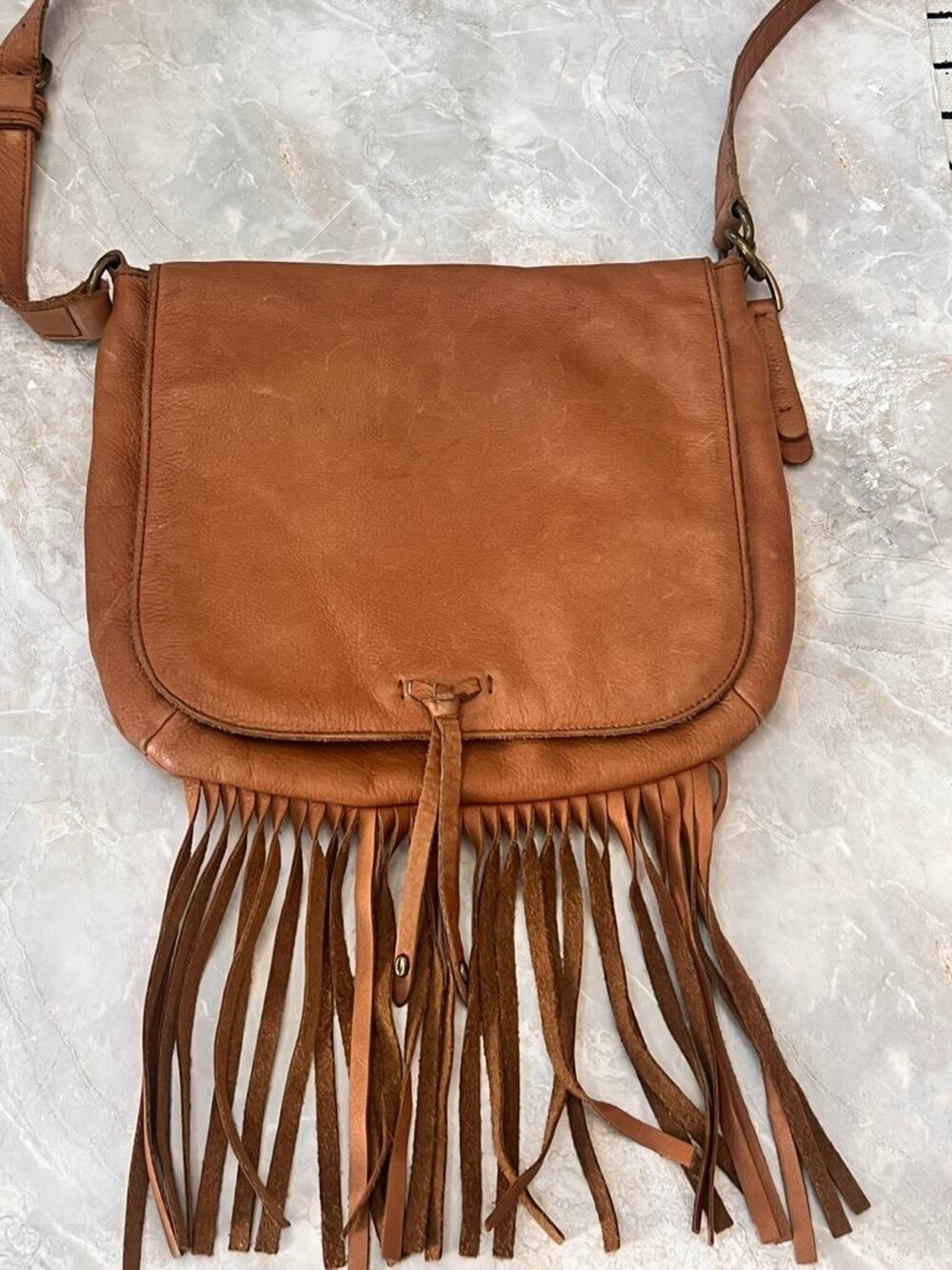 Lucky Brand Women's Crossbody Bag Fringe Leather Boho